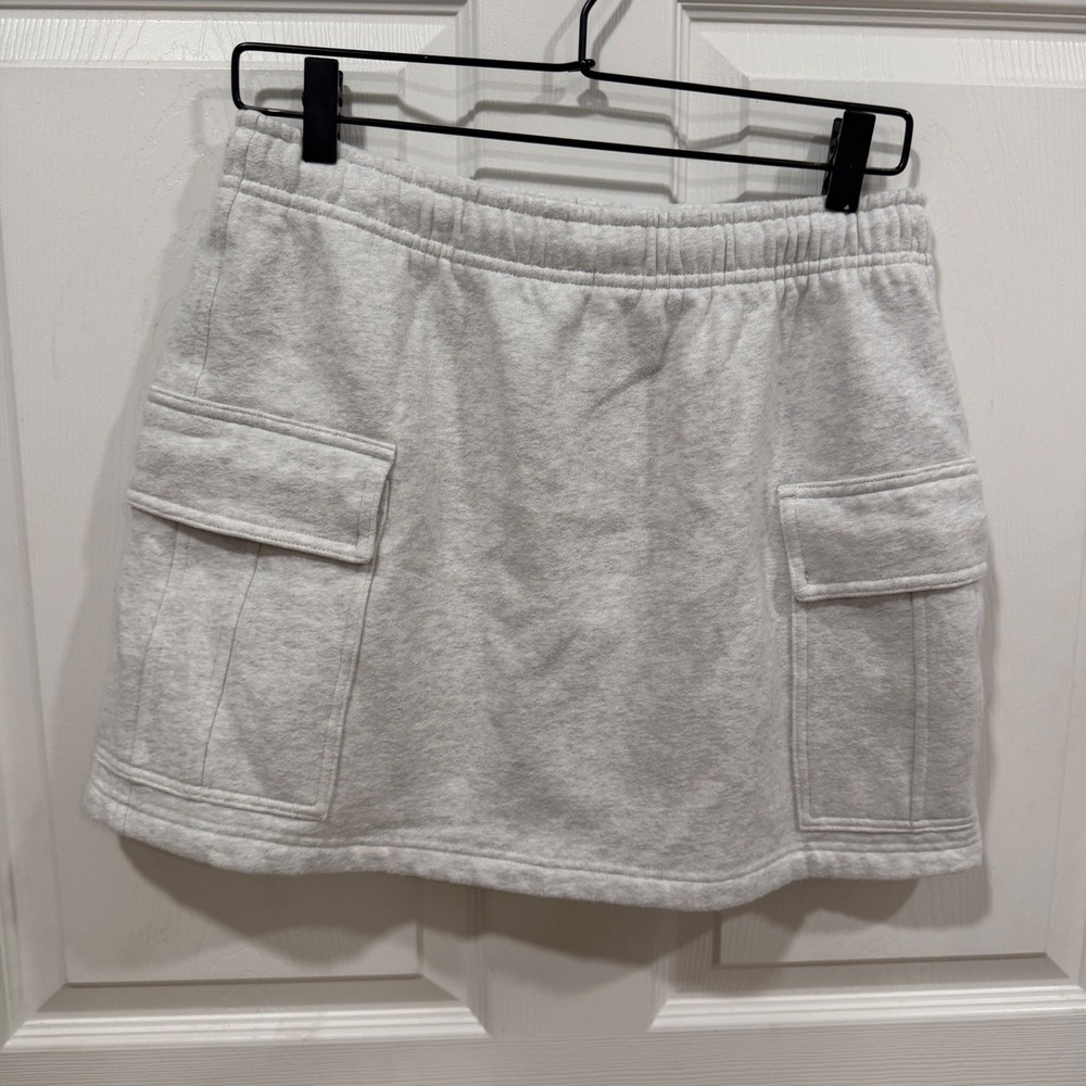 Aritzia Tna Sweatfleece Cozy Fleece Mega Cargo Mini Skirt Heather Cloud White M